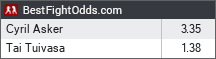 Cyril Asker vs Tai Tuivasa odds - BestFightOdds